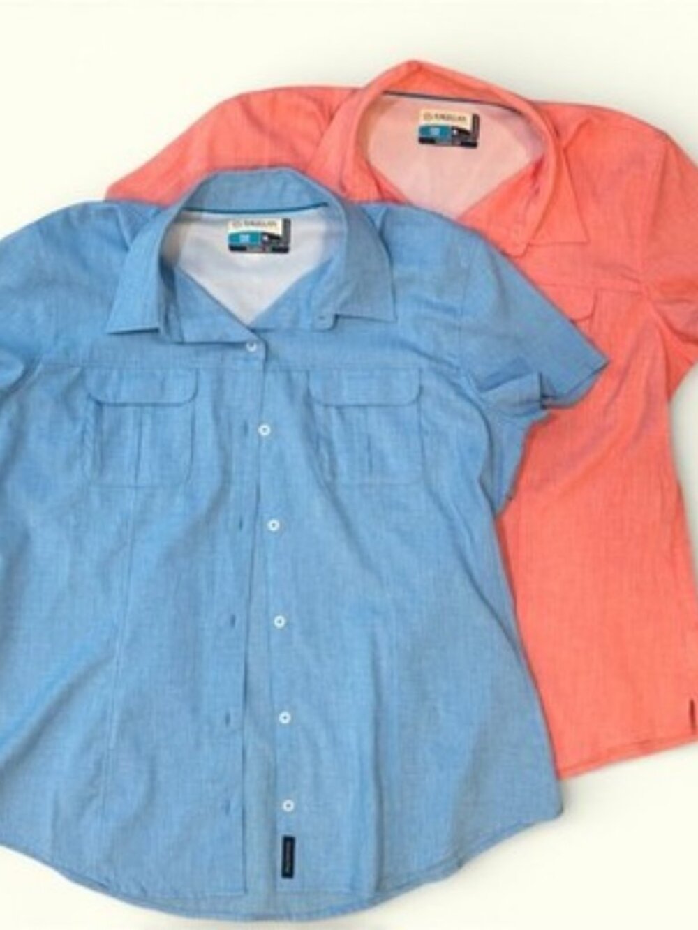 Magellan Fish Gear Women's XL Fishing Shirts Lot of 2 Classic Fit Blue & Coral